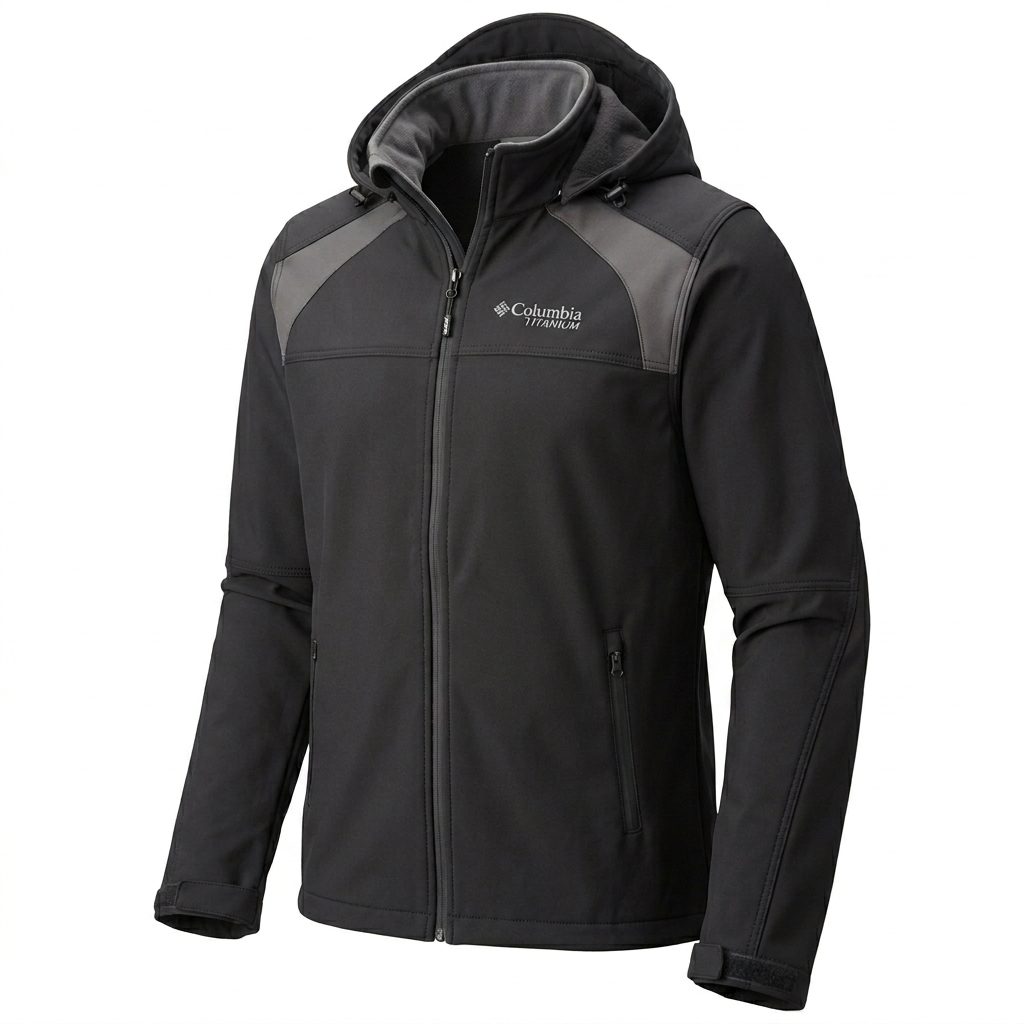 Tactical Columbia Softshell Hooded Jacket – Black & Olive Edition