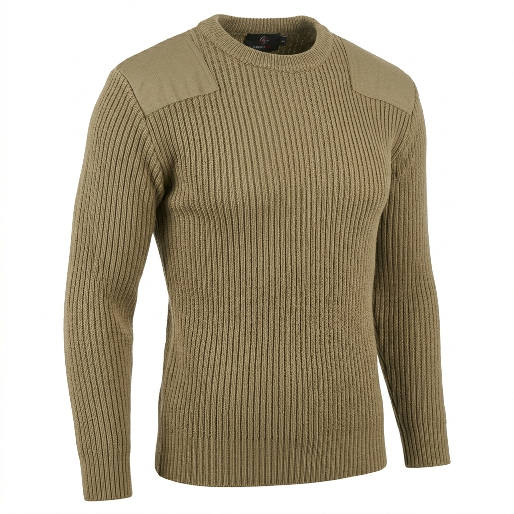 Tactical Ribbed Knit Sweater – Beige Edition