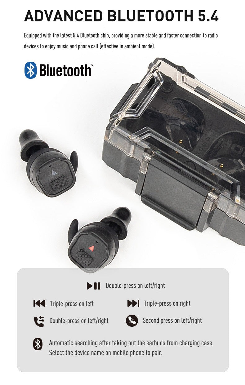 Earmor M20T PRO Bluetooth Electronic Earplugs - Tactical Black